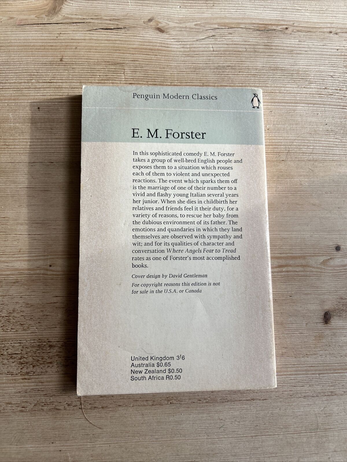 WHERE ANGELS FEAR TO TREAD - E M Forster Penguin Modern Classics 1968 No 1344