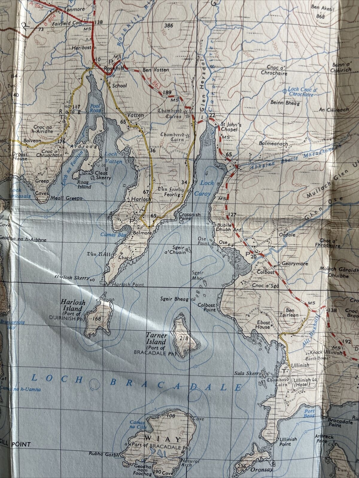 NORTH SKYE Ordnance Survey Seventh Series Cloth One inch 1957 Sheet 24 Portree