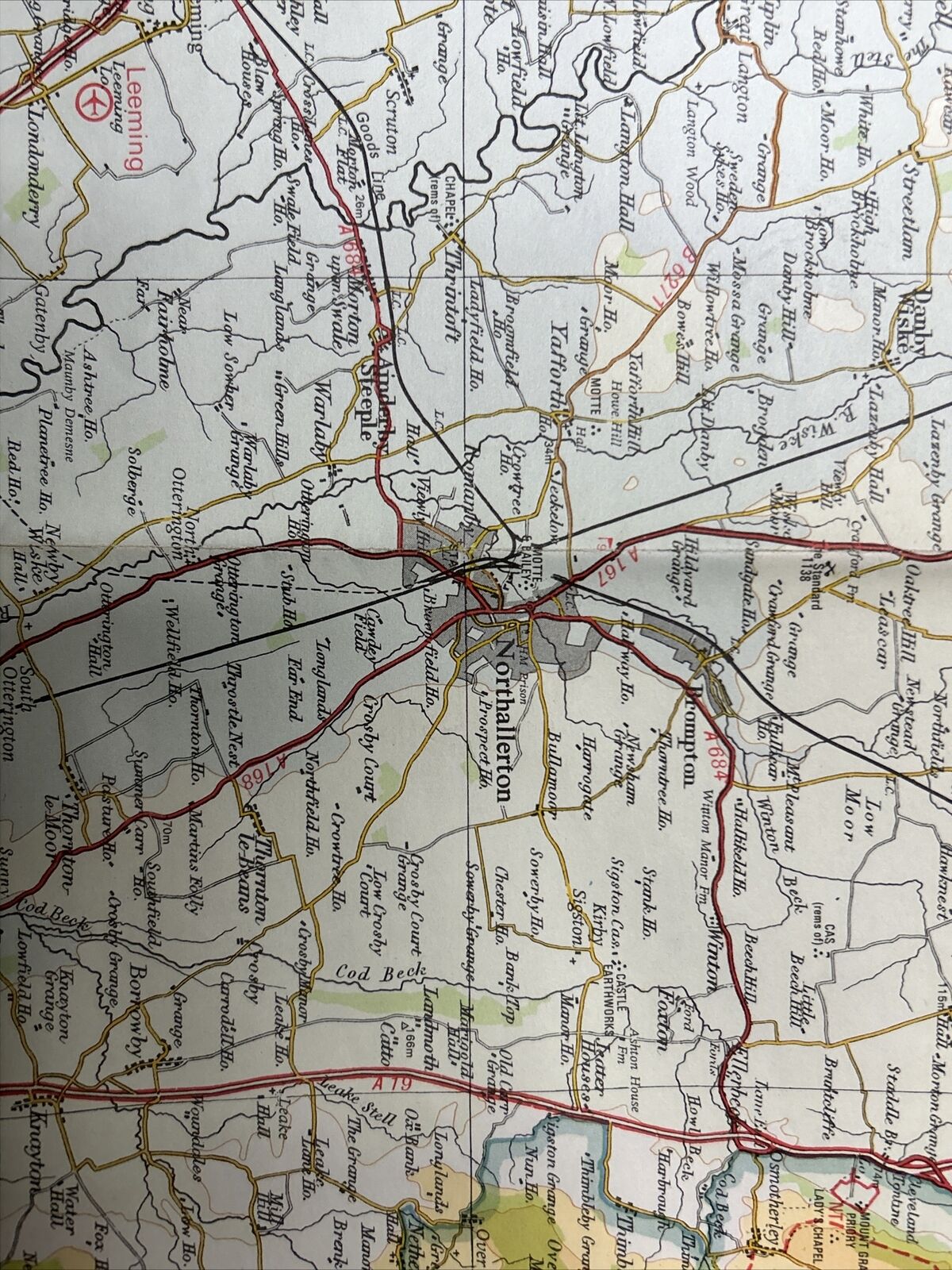 DARLINGTON & NORTH YORKS Bartholomew National Map Series No 35 1977 Leyburn