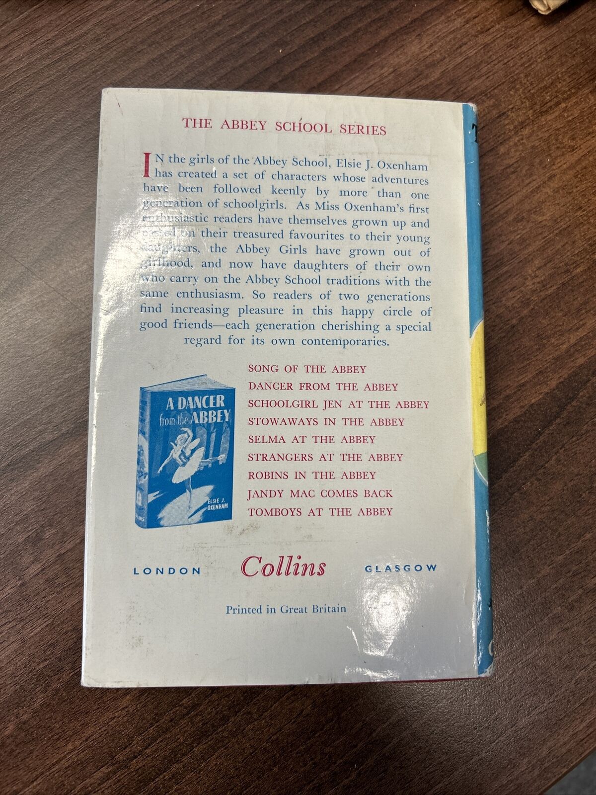 TOMBOYS AT THE ABBEY Elsie B Oxenham Collins 1959 Hardback Jacket Schoolgirls