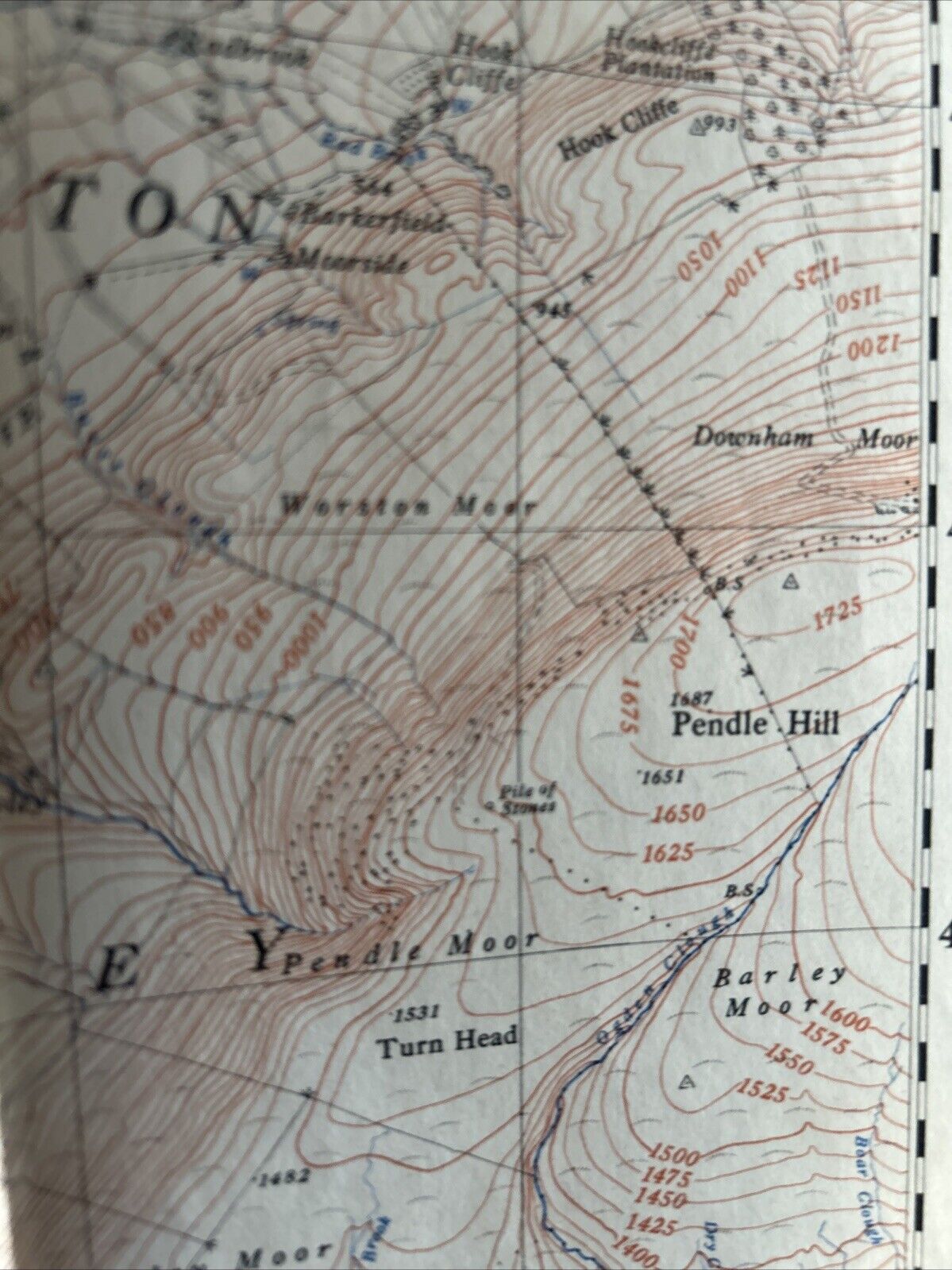 CLITHEROE Pendle Hill Ordnance Survey Sheet 34/74 1:25000 1946 Sawley