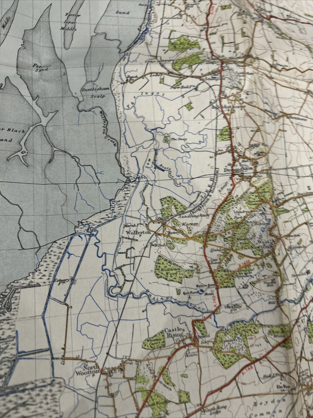 KINGD LYNN Ordnance Survey CLOTH 6th Series 1946 Sheet 124 One Inch Wisbech