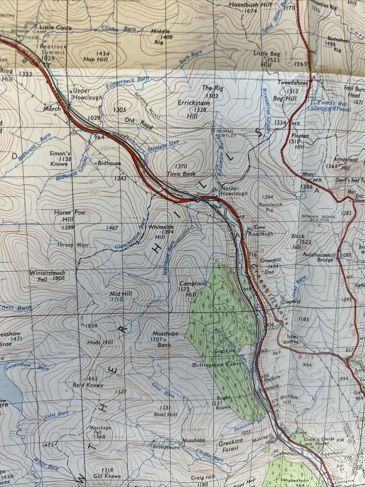 BIGGAR MOFFAT & SANQUHAR Ordnance Survey One Inch Sheet 68 Tiverton Devon 1965