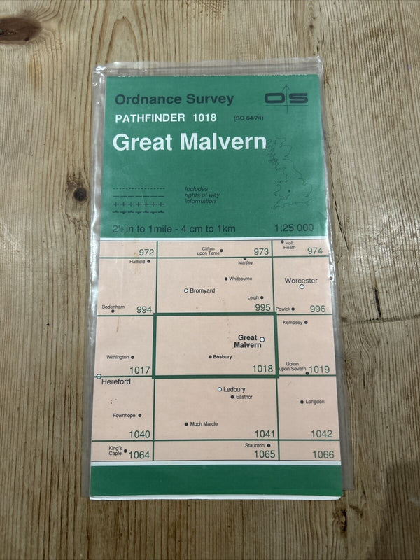 GREAT MALVERN Pathfinder 1018 Ordnance Survey SO64/74 1:25000 1985 Bosbury