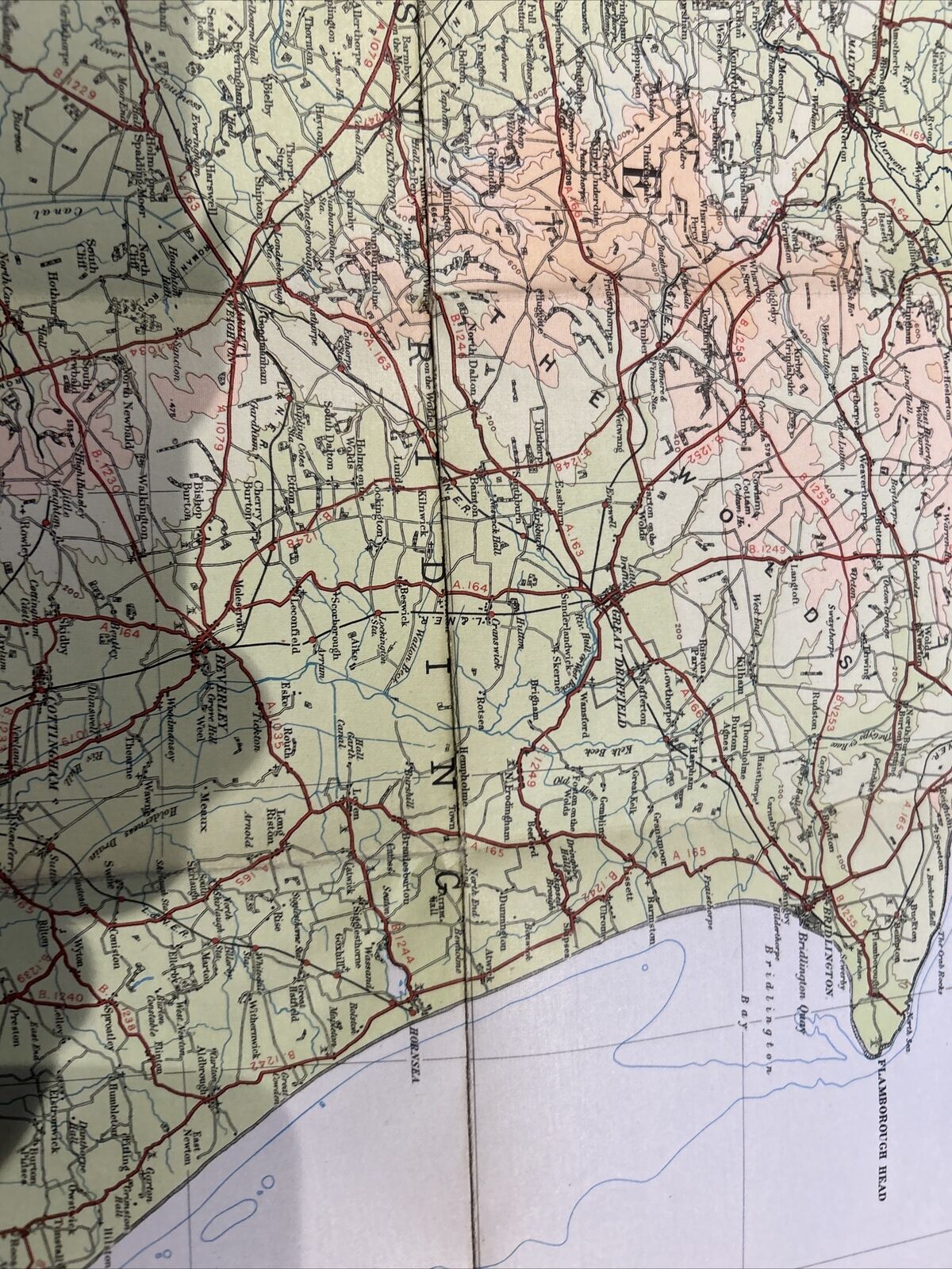 ENGLAND NORTH EAST Ordnance Survey Cloth Quarter Inch Map 1921 Sheet 3 Third Ed