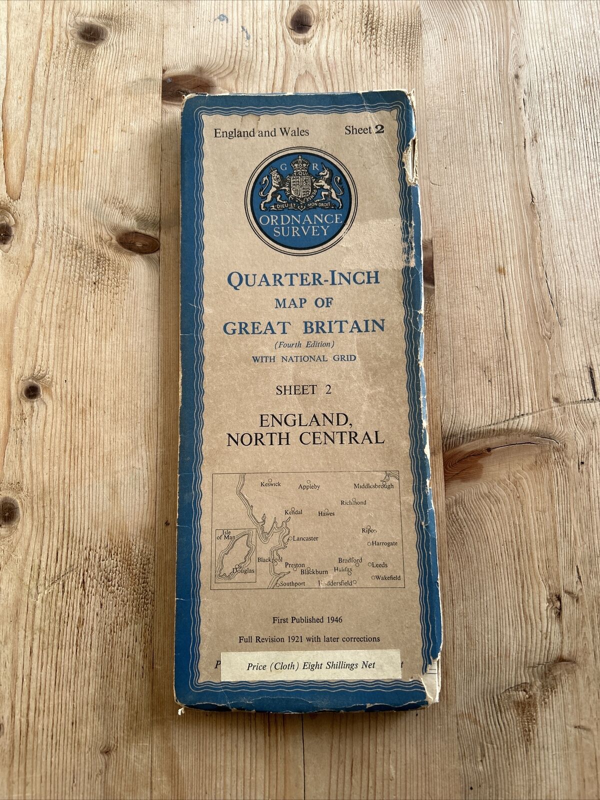 ENGLAND NORTH CENTRAL 1946 Ordnance Survey CLOTH Sheet 2 Quarter Inch Map