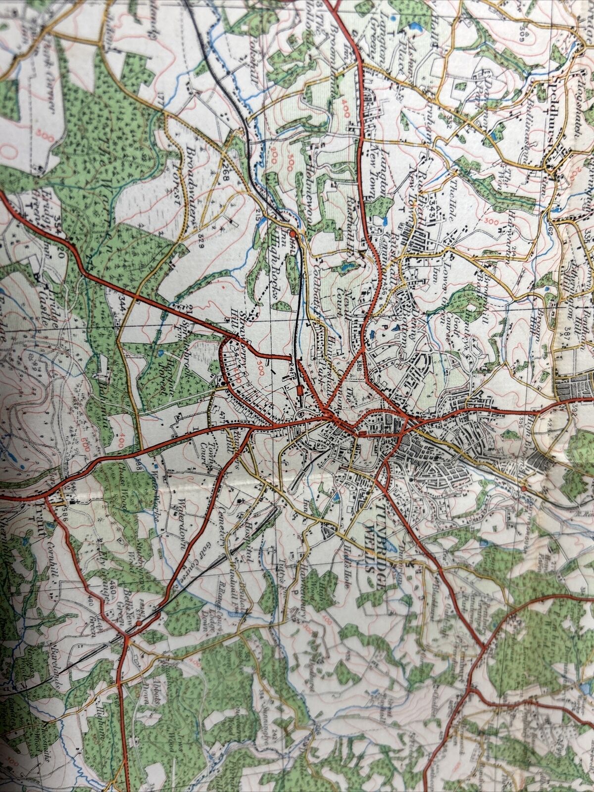 TUNBRIDGE WELLS Kent No 125 Ordnance Survey Popular One Inch Cloth Map 1920