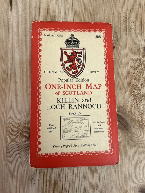 KILLIN & LOCH RANNOCH Ordnance Survey One Inch Sheet 55 Popular Edition 1947