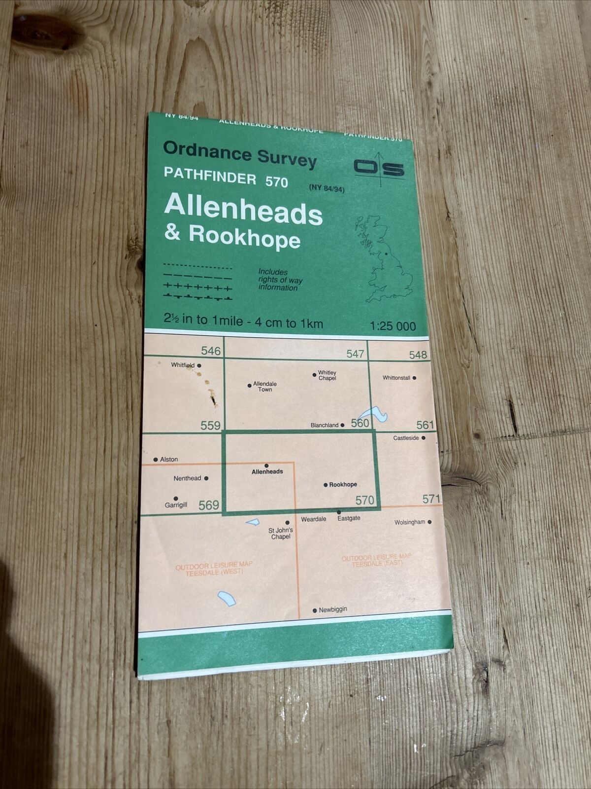 ALLENHEADS & ROOKHOPE Pathfinder Ordnance Survey 1:25000 1982 No 570 Copthill