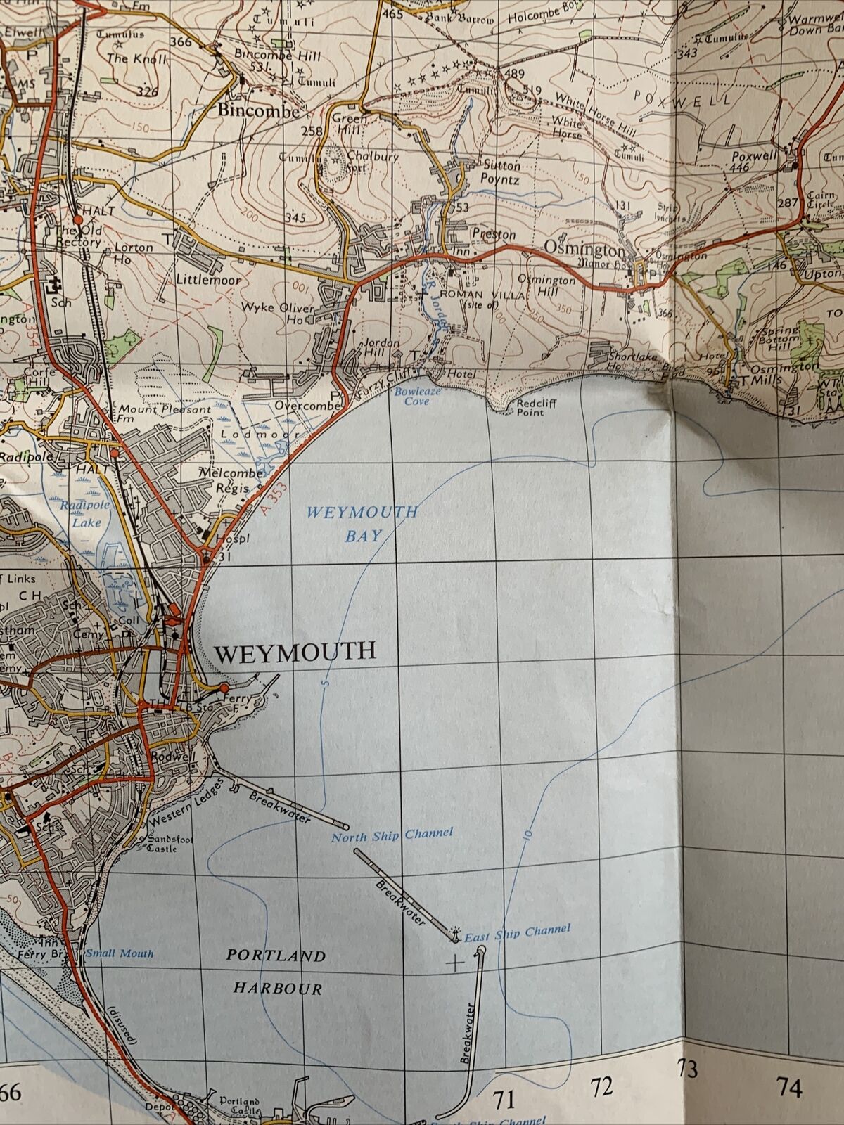 Dorchester Ordnance Survey Map One Inch 1970 Sheet 178 Weymouth Sherborne