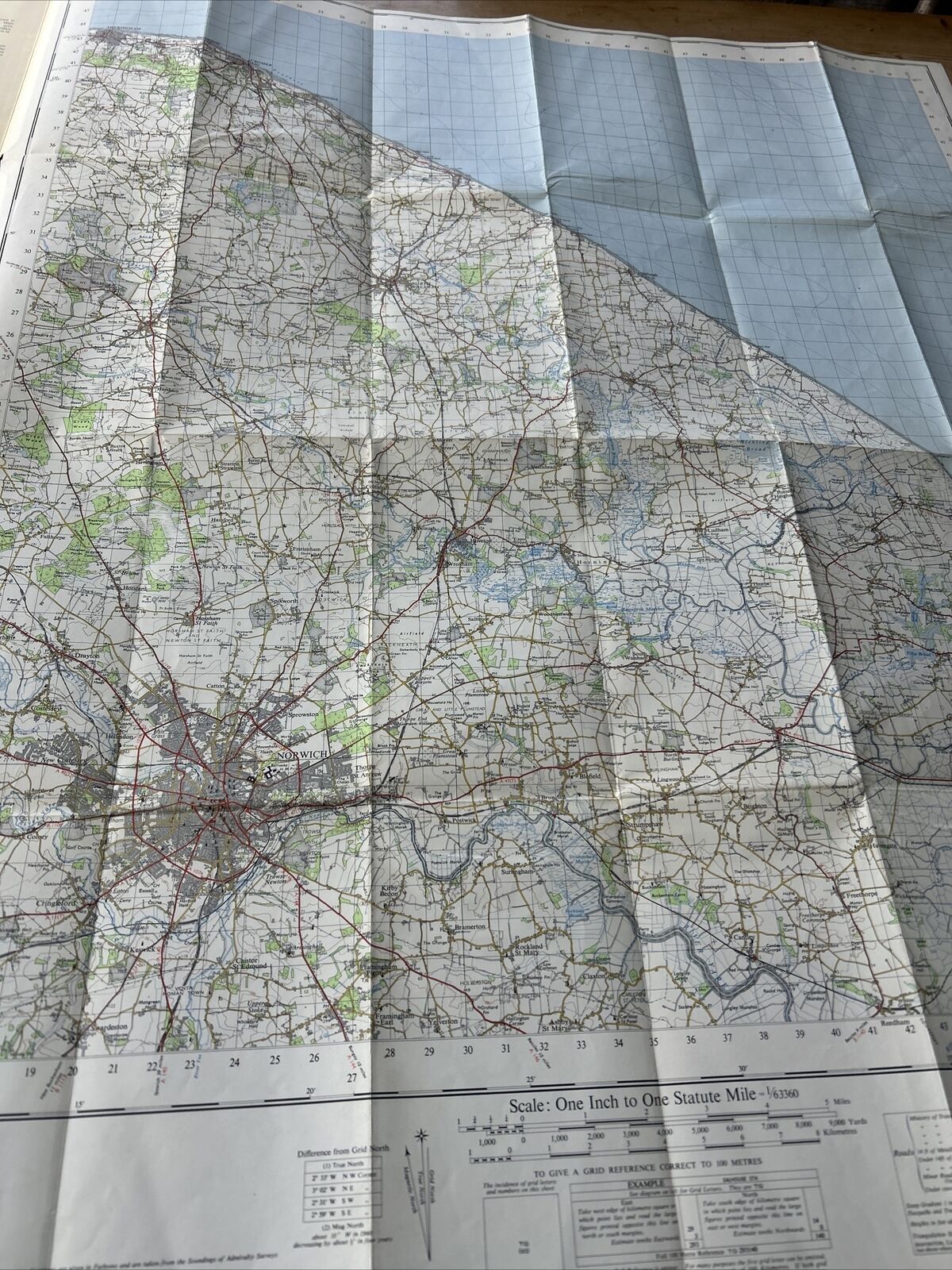 NORWICH Ordnance Survey Seventh Series Paper One Inch - 1954 Sheet 126