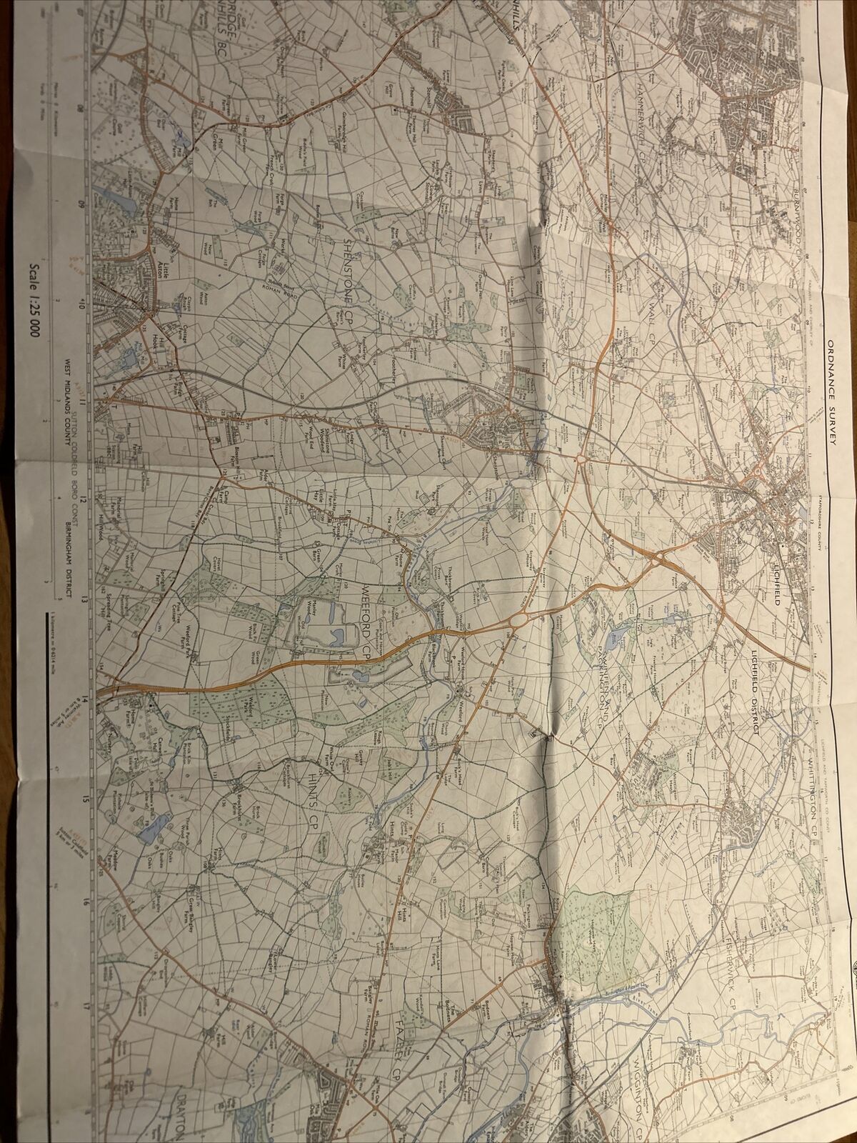 LICHFIELD & BROWNHILLS Pathfinder Ordnance Survey Sheet SK00/10 1:25000 1976