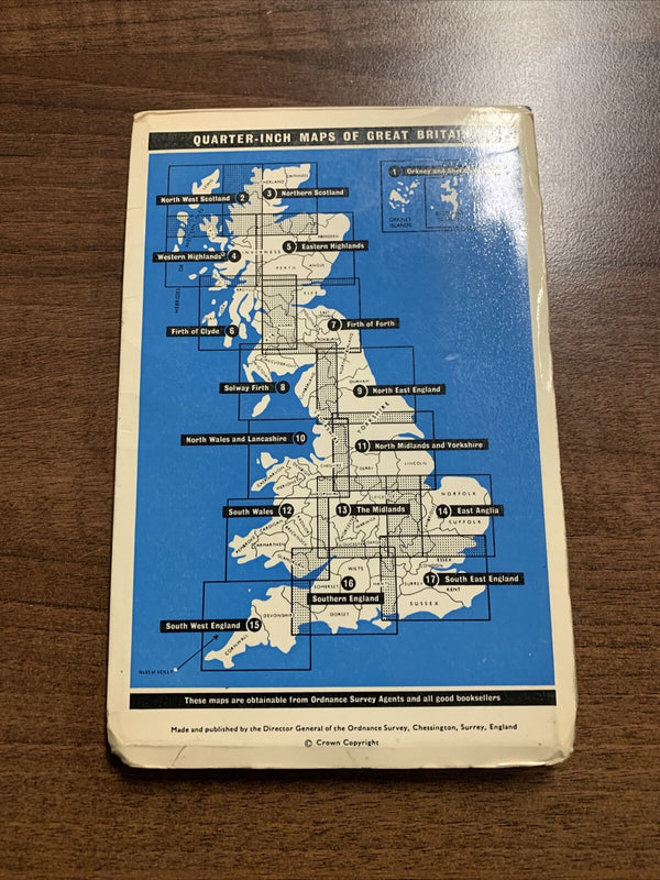 Southern England 1968 Ordnance Survey CLOTH Quarter Inch Map Sheet 16 Exeter