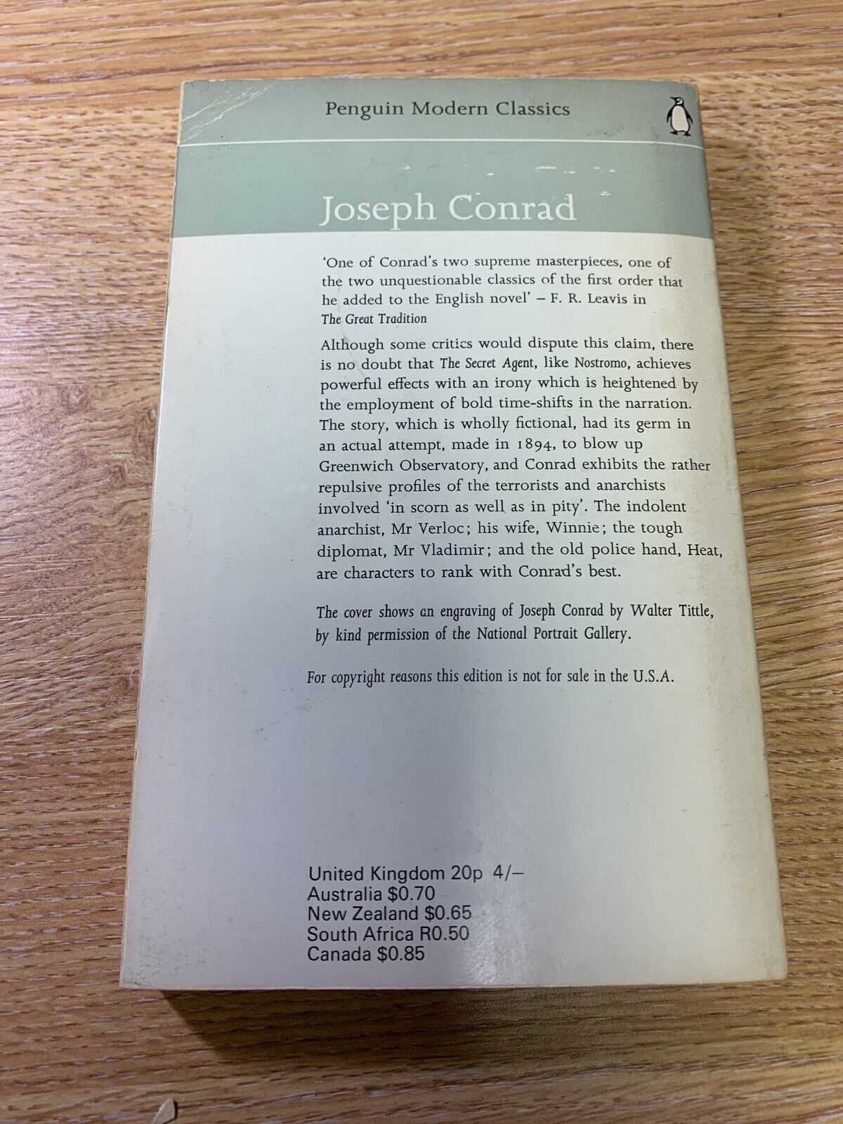 Joseph Conrad, The Secret Agent, Penguin, Modern Classics 1969 Paperback