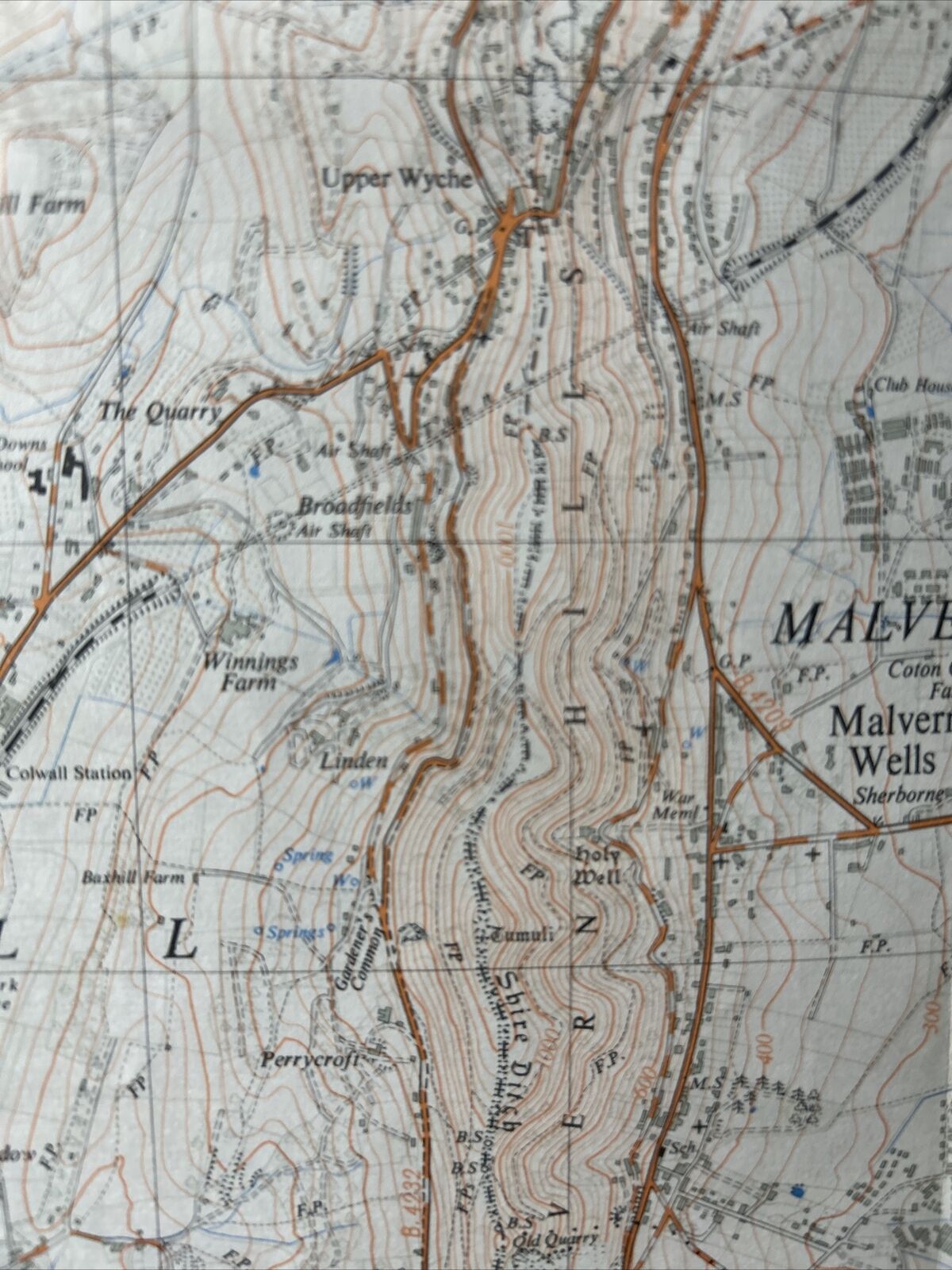 MALVERN Ordnance Survey 1:25,000 First Series 1957 Sheet SO74 Worcestershire