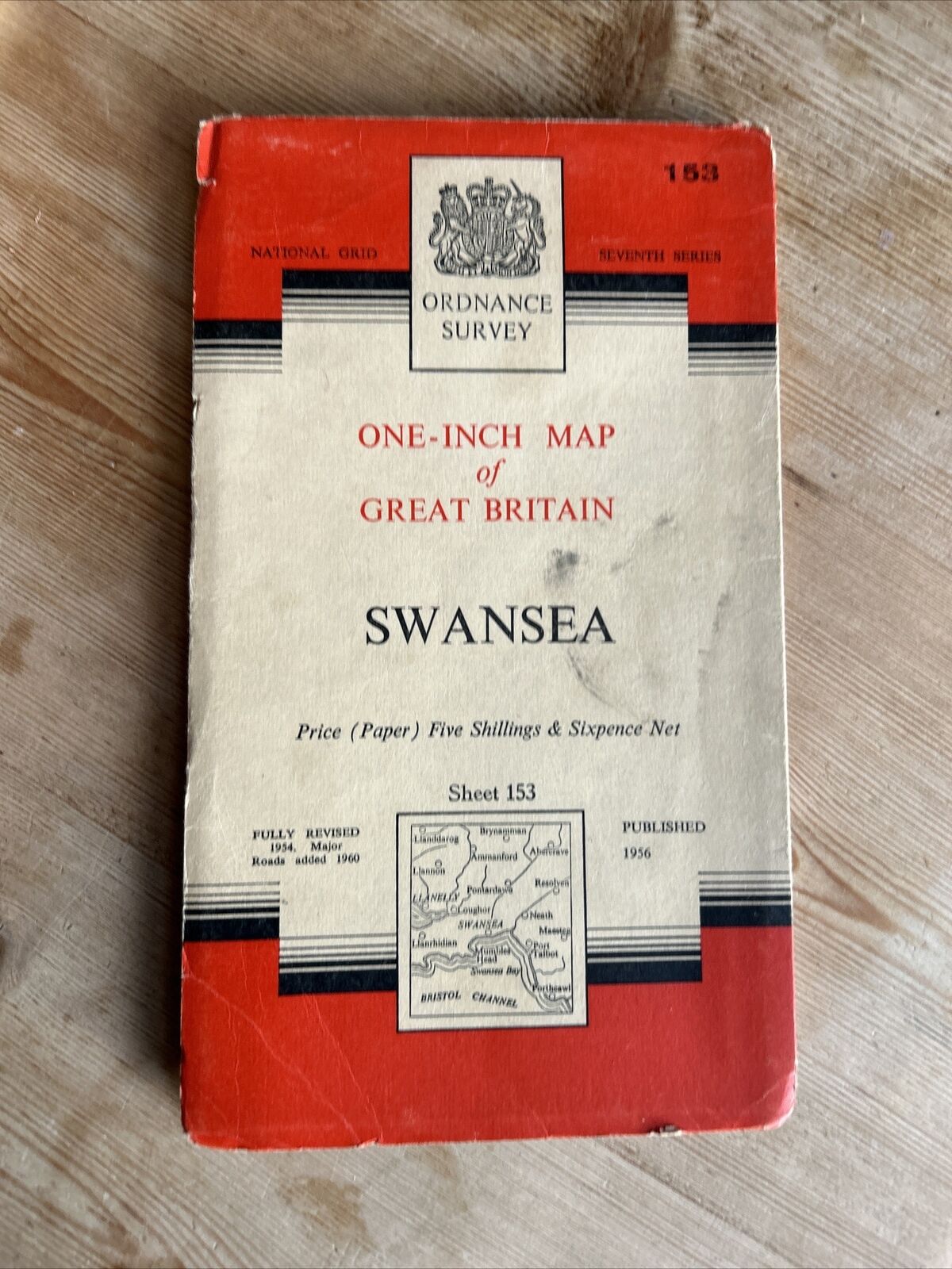 SWANSEA Ordnance Survey Seventh Series Paper One Inch Map Sheet 153 1956 Pyle