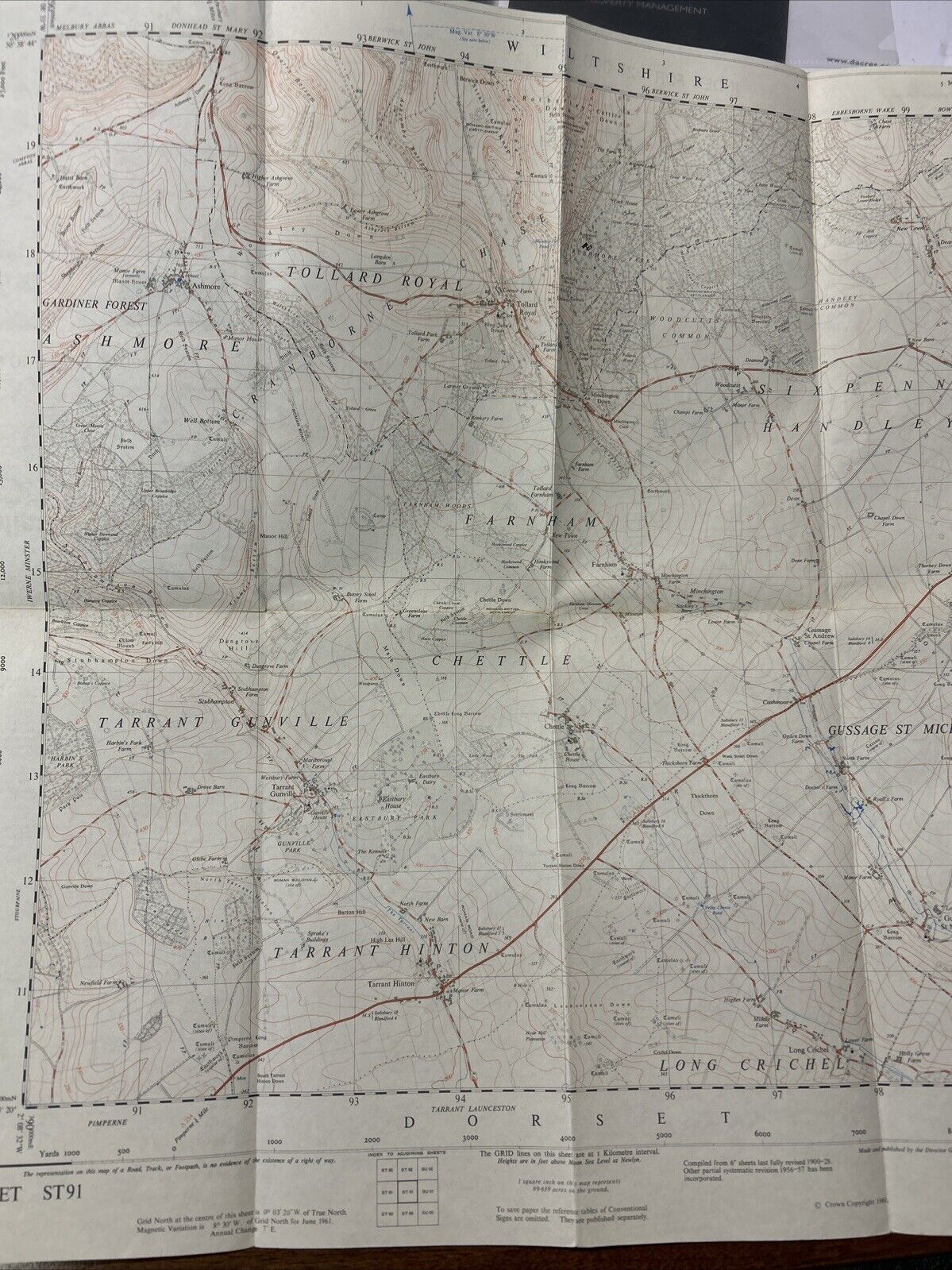 TOLLARD ROYAL Ordnance Survey First Series Sheet ST91 1:25,000 1961 Chettle