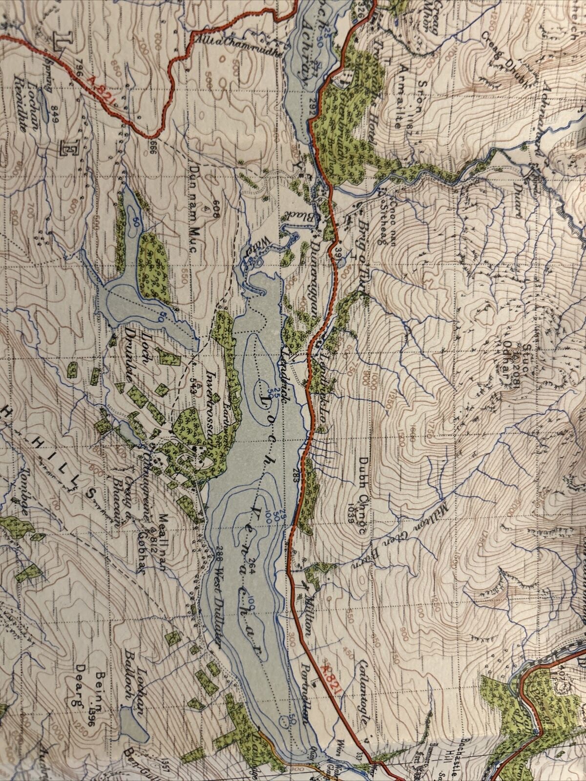 LOCH KATRINE & LOCH EARN Ordnance Survey One Inch Sheet 62 Popular Edition 1945