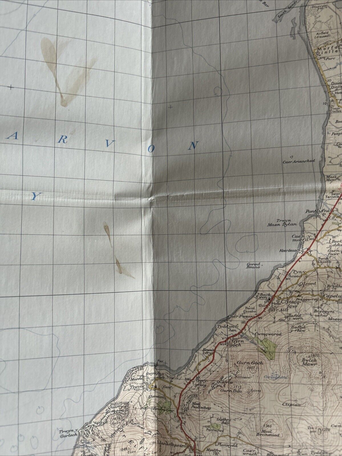 PWLLHELI Ordnance Survey CLOTH Seventh Series Map One Inch 1962 Sheet 115 Nefyn