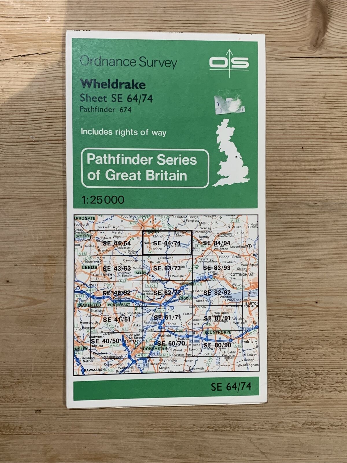 WHELDRAKE Escrick Bielby Pathfinder Ordnance Survey 1:25000 1981 Sheet SE64/74