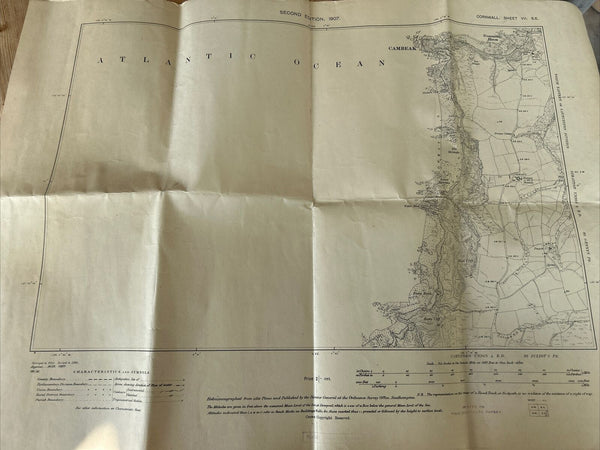 CAMBEAK Cornwall Ordnance Survey Sheet MAP 1907 Second Edition Rusey Beach