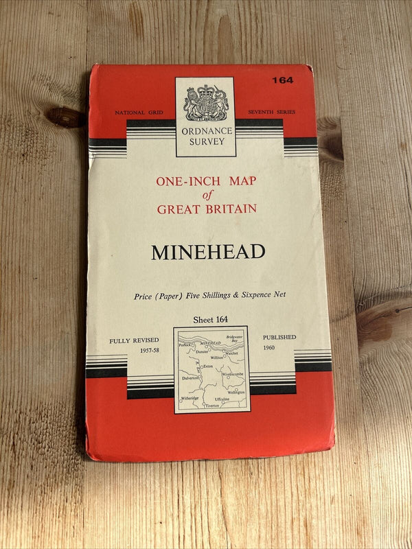 MINEHEAD Ordnance Survey Seventh Series Paper 1-inch 1960 Sheet 164 Uffculme