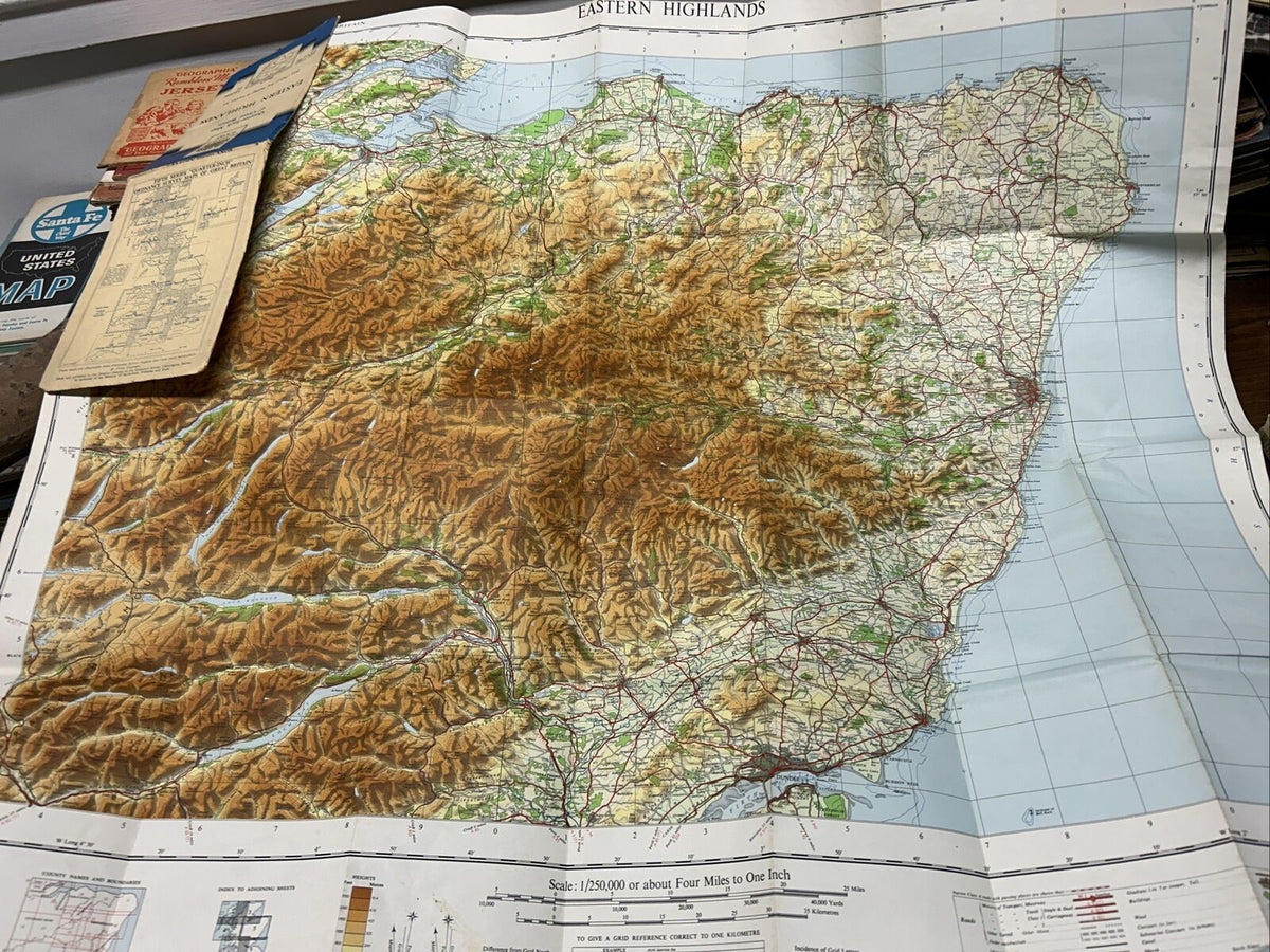 EASTERN HIGHLANDS 1962 Paper Ordnance Survey Quarter Inch Map Sheet 5 Grampians