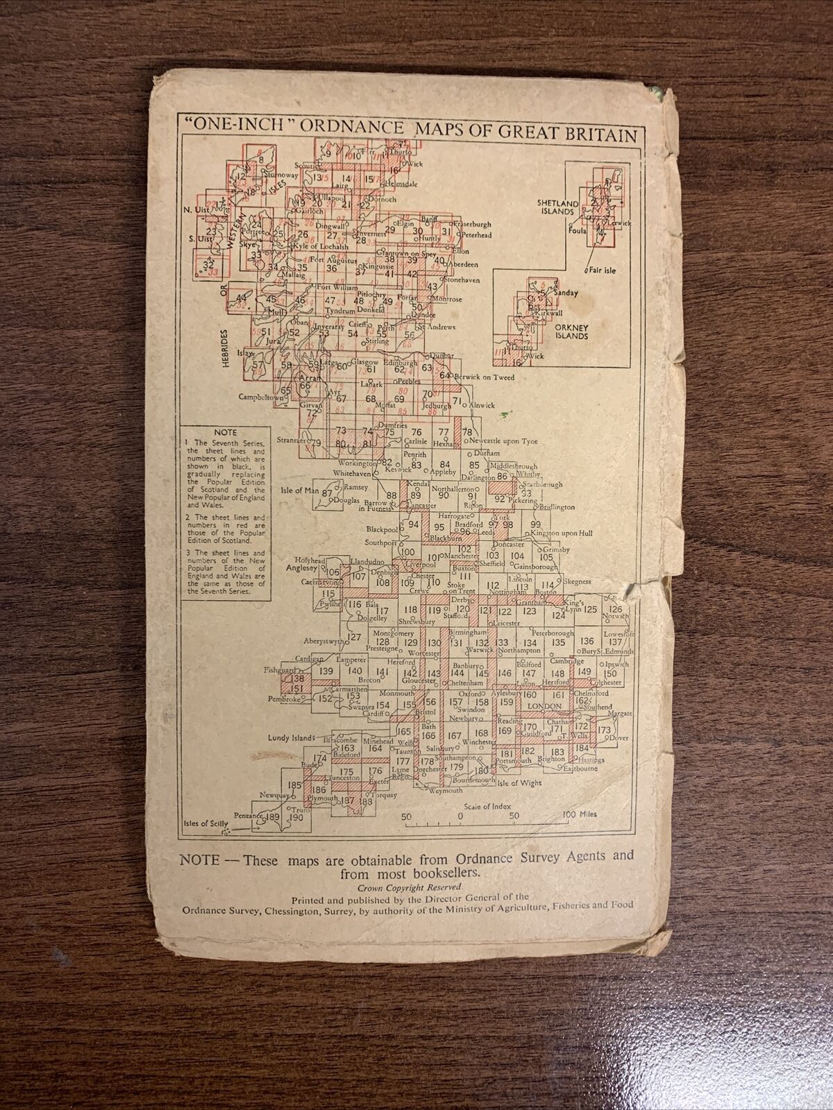 BRIGHTON & WORTHING Ordnance Survey CLOTH Map 1940 Sixth Series Sheet 182