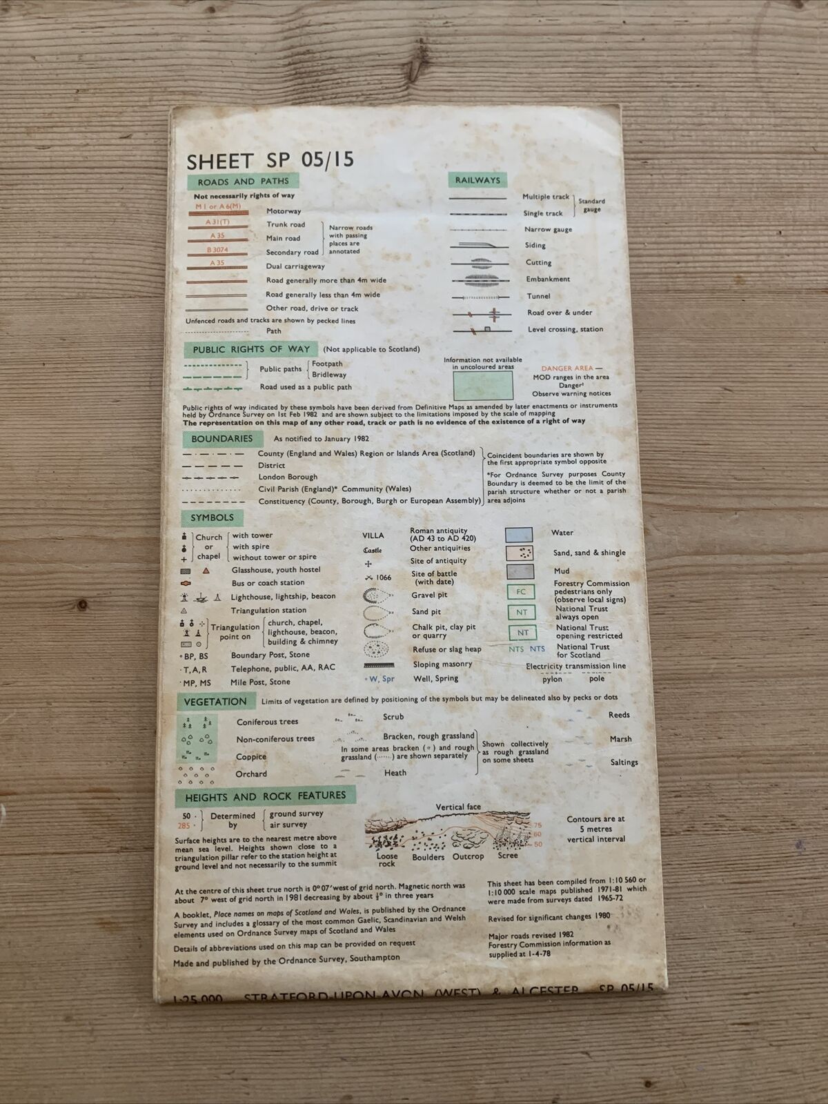 STRATFORD upon AVON West & ALCESTER Ordnance Survey Pathfinder Map 1982 SP05/15