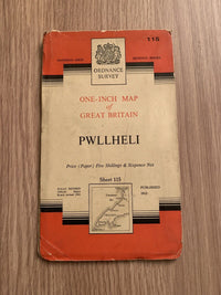 PWLLHELI Ordnance Survey Paper Map 1961 Seventh Series No 115 Lleyn Peninsular