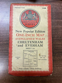 CHELTENHAM & EVESHAM Ordnance Survey CLOTH 6th Series 1946 Sheet 144 One Inch