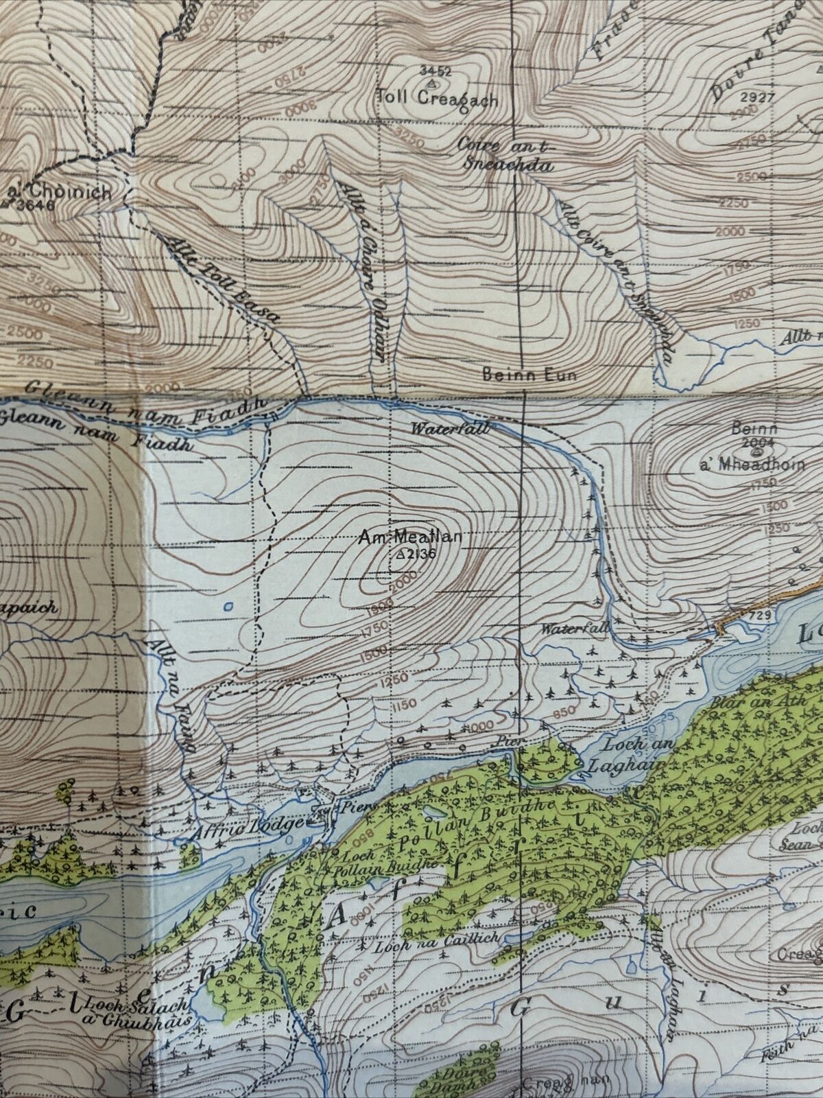 LOCHCARRON & DORNIE Ordnance Survey CLOTH One Inch Sheet 36 Popular 1947