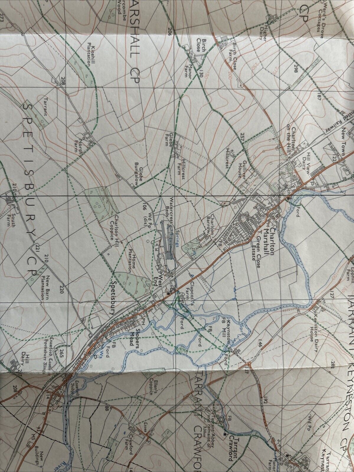 BLANDFORD FORUM Pathfinder Ordnance Survey ST80/90 1:25000 1974 Witchampton