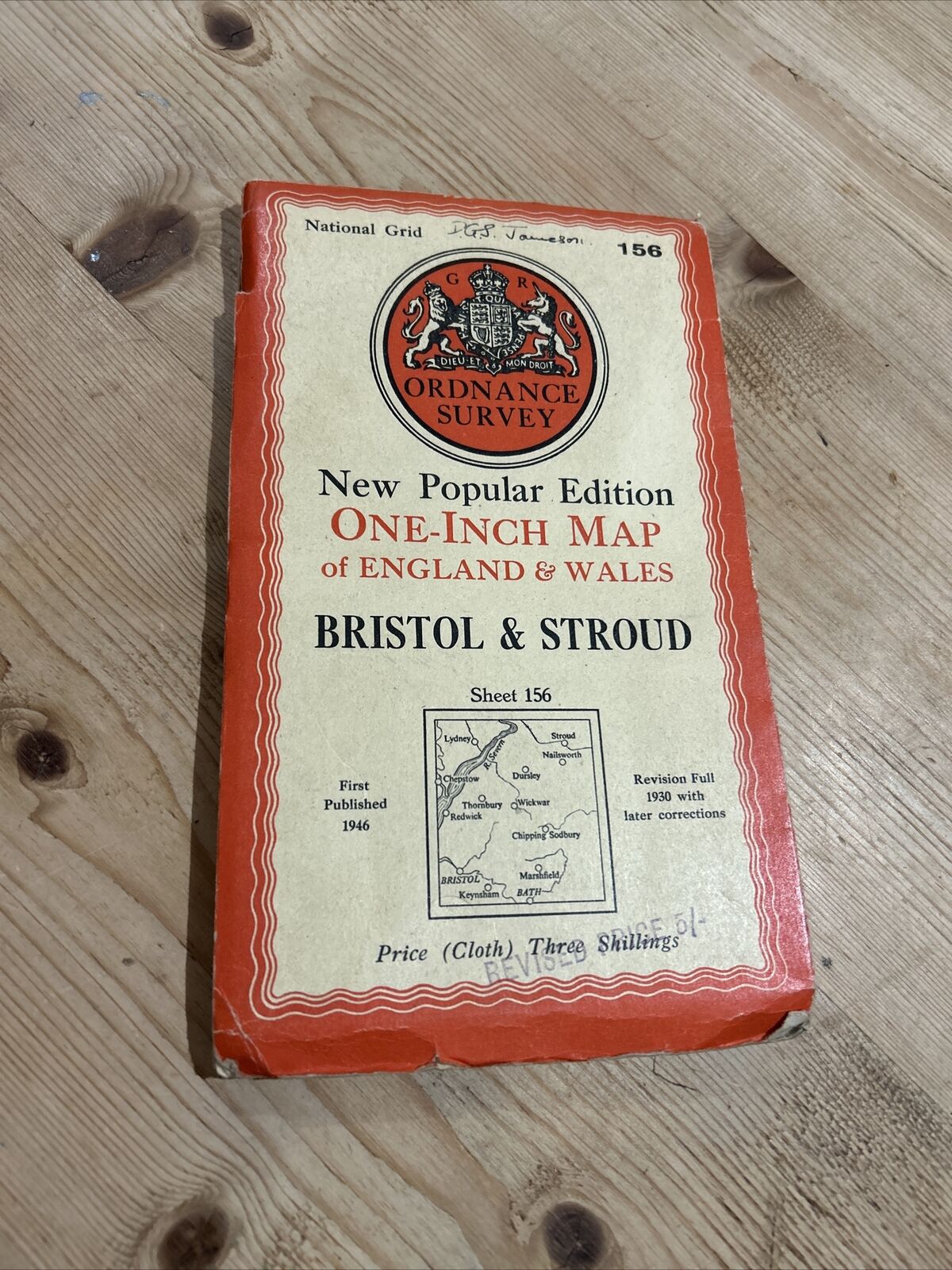 BRISTOL & STROUD Ordnance Survey Cloth Map 1946 Sixth Series No 156 Tetbury