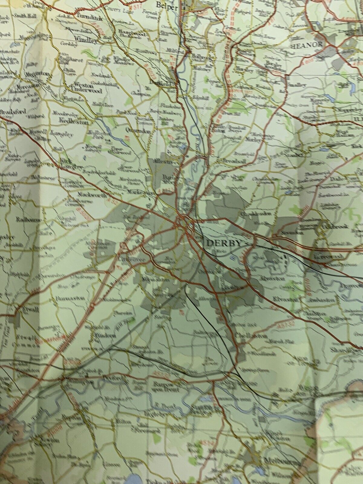 DERBY & NOTTINGHAM - Bartholomew National Map Series No 24 - 1976 Leicester