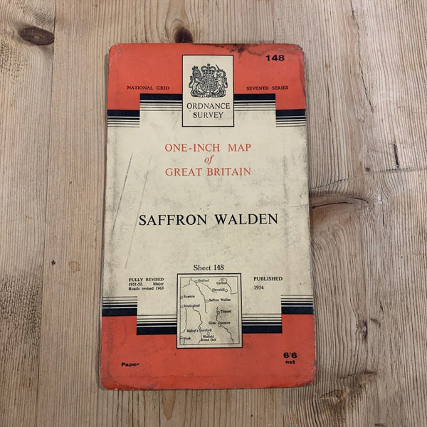 SAFFRON WALDEN Ordnance Survey Paper Seventh Series One inch 1954 Rev Sheet 148