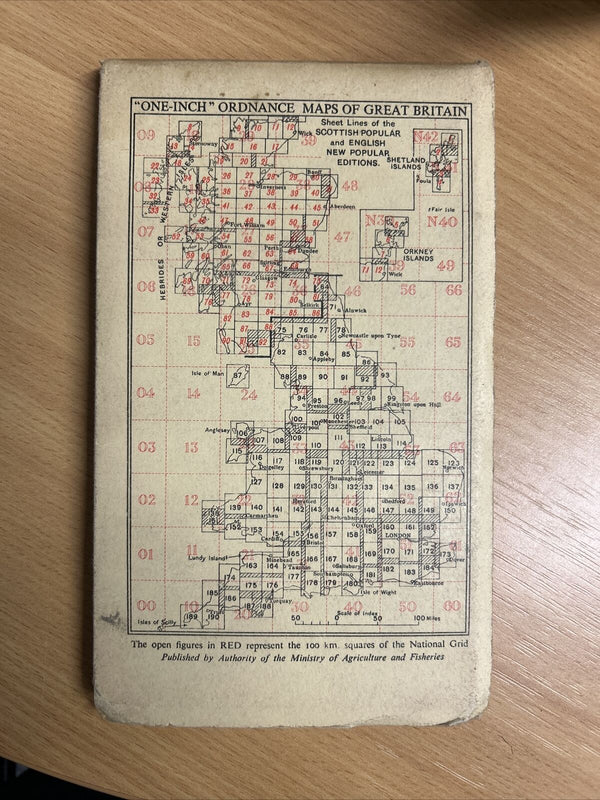 CARDIGAN Ordnance Survey Cloth One Inch Map 1947 Sixth Edition Sheet 139 Merthyr