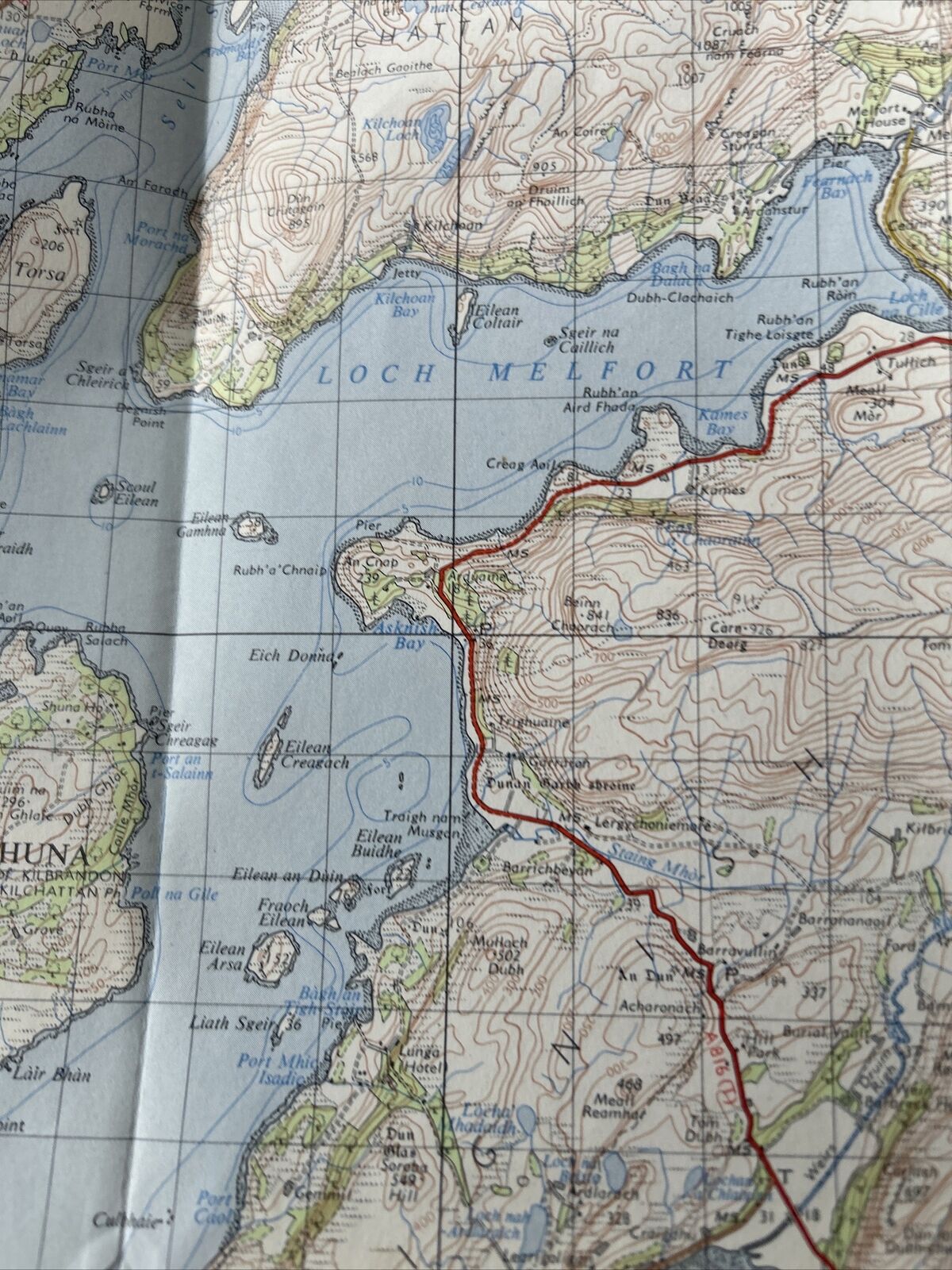 LOCH AWE Ordnance Survey Seventh Series Paper One inch 1956 Sheet 52 Scarba