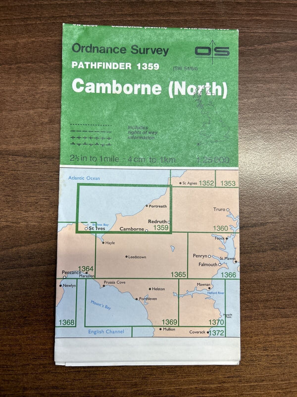 CAMBORNE North Pathfinder 1359 Ordnance Survey 1:25000 1989 St Ives Redruth