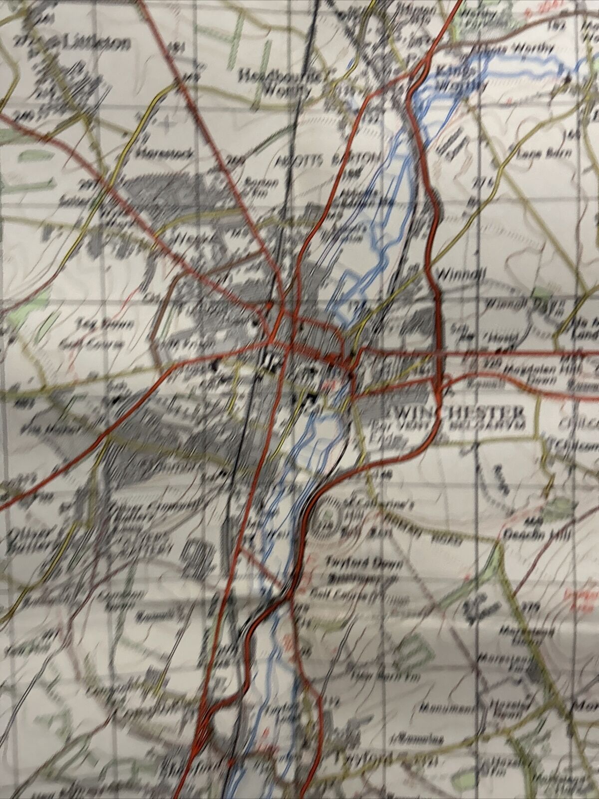 WINCHESTER Ordnance Survey Seventh Series CLOTH 1 Inch Map Sheet 168 1959