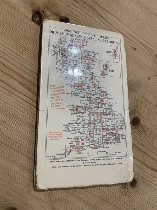 SNOWDON Cloth Ordnance Survey Seventh Series One inch 1965 Sheet 107 Conway