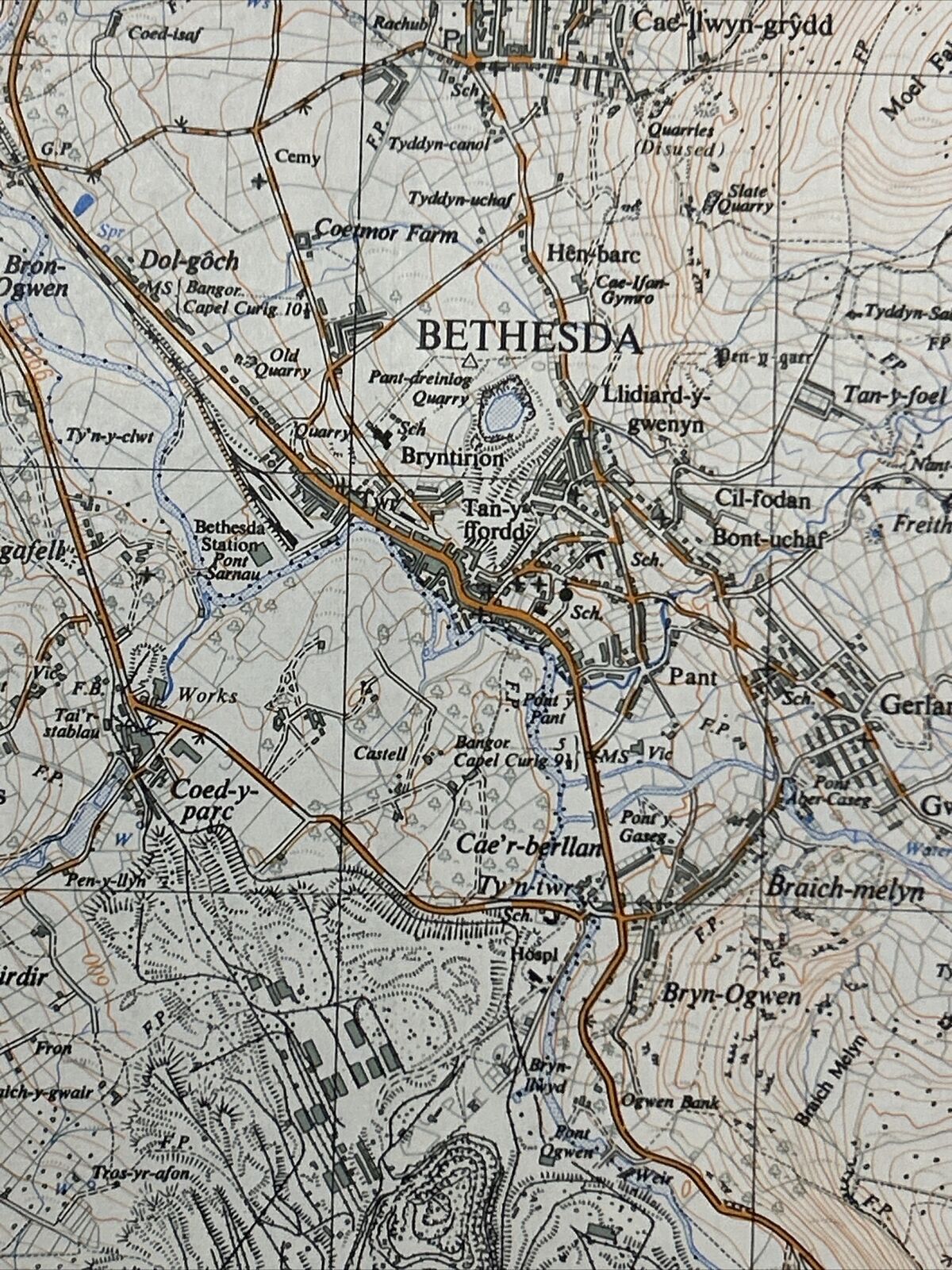 BETHESDA Ordnance Survey Sheet SH66 Map 1:25000 First Series 1953 Llanllechid