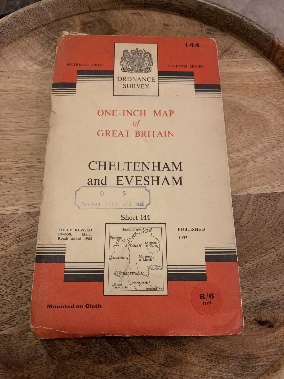 CHELTENHAM & EVESHAM 1953 Edition CLOTH Ordnance Survey 1 Inch Map No 144