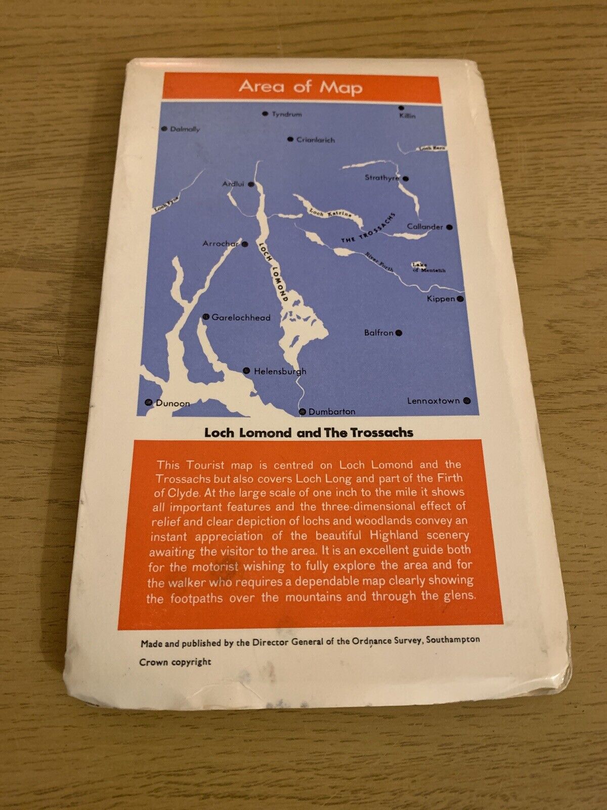 Loch Lomond & The Trossachs - Ordnance Survey Map 1967 - One Inch Colour Paper