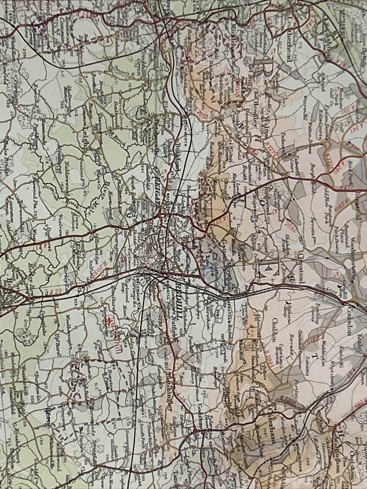 SURREY Bartholomew Half Inch Map No 9 1962 Redhill Farnham Sevenoaks