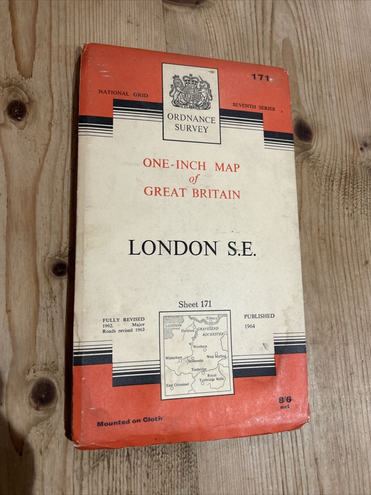 LONDON South East Ordnance Survey Seventh Series CLOTH 1-inch 1964 Sheet 171