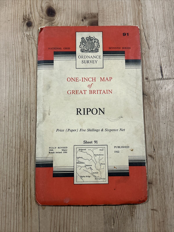 RIPON Ordnance Survey Seventh Series  One Inch - 1962 Sheet 91 Northallerton