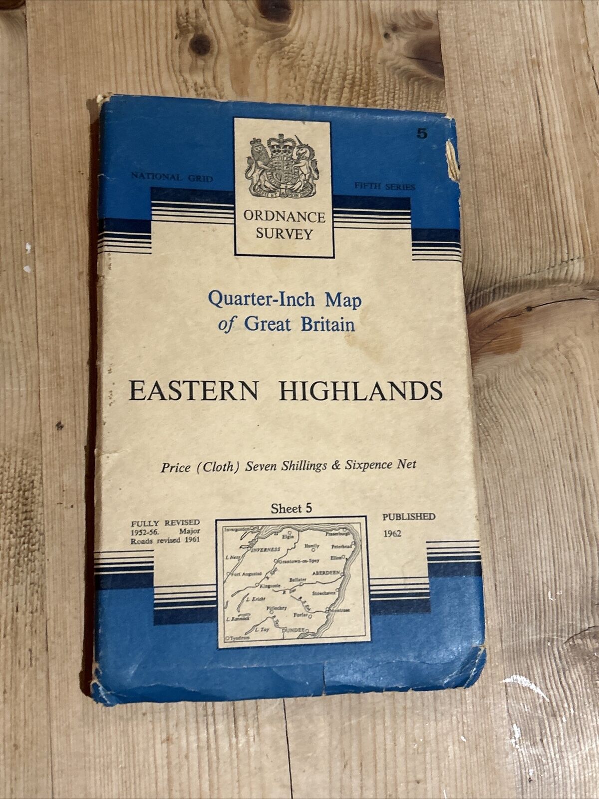 EASTERN HIGHLANDS 1962 CLOTH Ordnance Survey Quarter Inch Map Sheet 5 Ballater