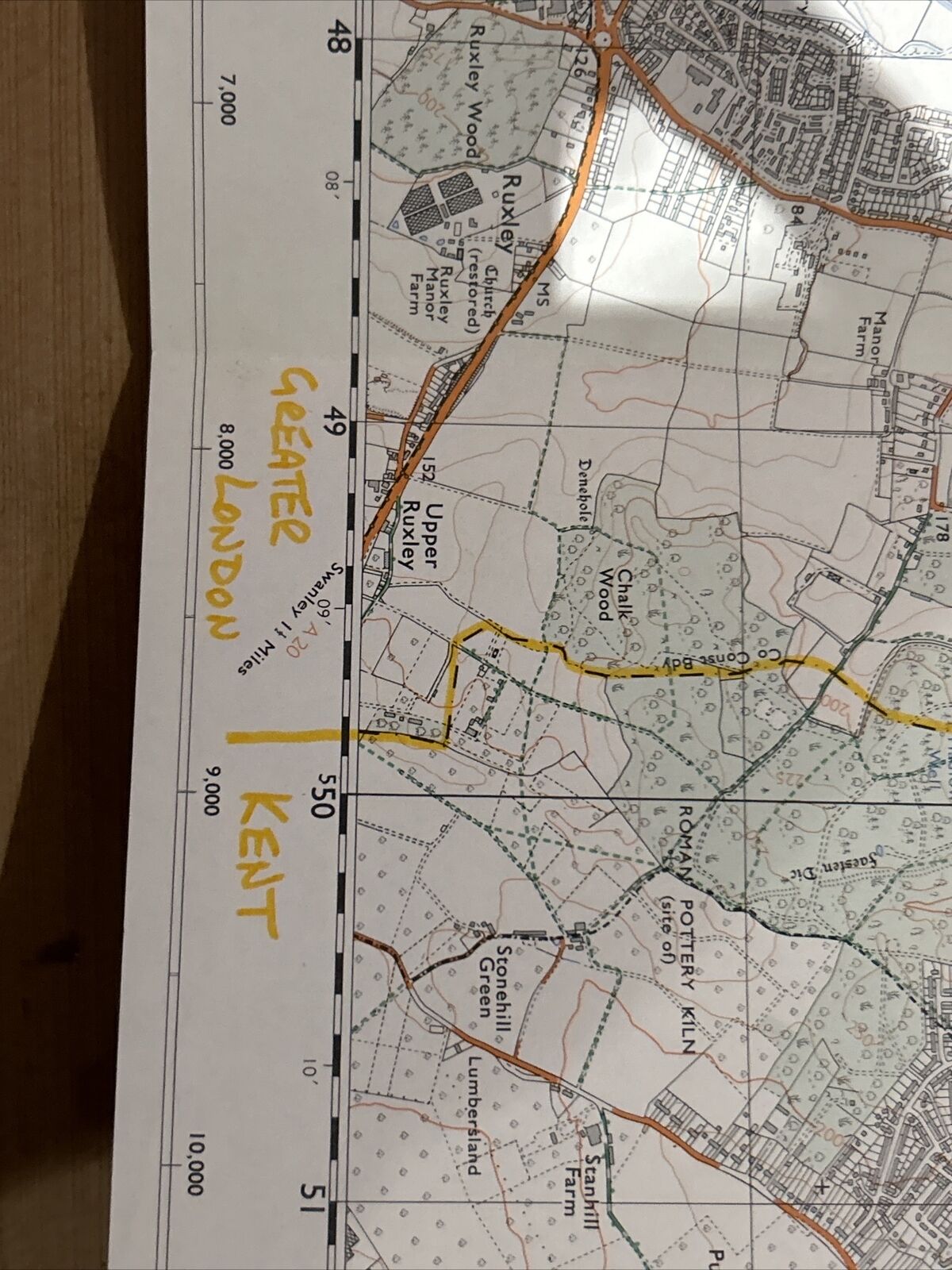 BEXLEY Ordnance Survey Second Series 1:25,000 Map TQ47/57 Greenwich 1971 Marked