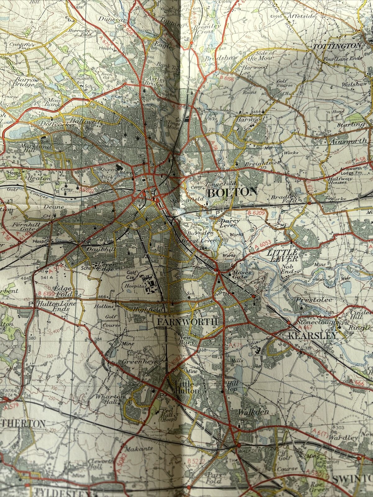 MANCHESTER Ordnance Survey Seventh Series Paper One inch 1961 Sheet 101 Bolton